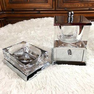 Springs Palace Finesse Swing Door Storage Unit + Soap Dish Lucite Metal Set